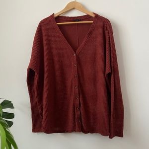 Red Waffle Cardigan